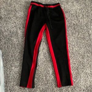 red and black sweatpants/workout pants